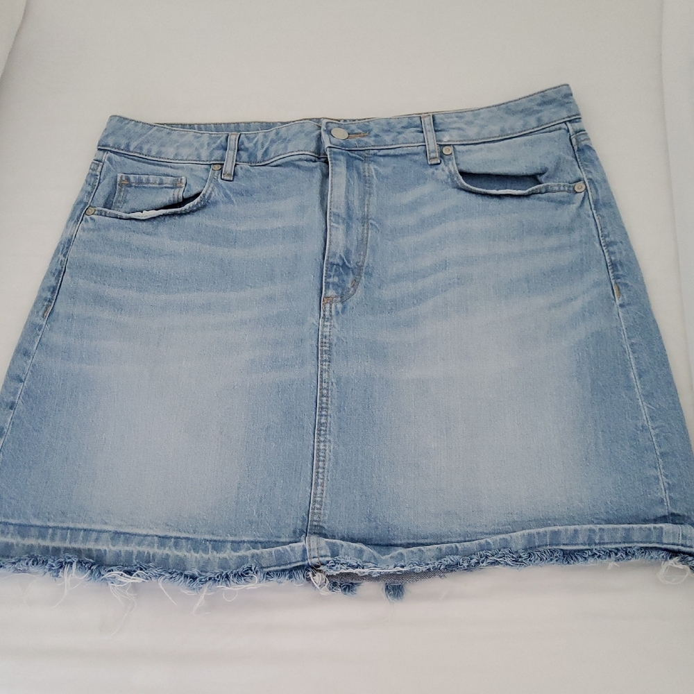 LOFT Denim Mini Skirt with Frayed Hem